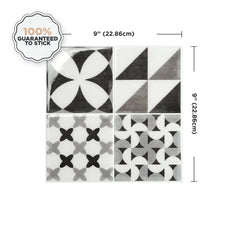 Dimensions peel and stick backsplash tile Vintage black and white Smart Tiles