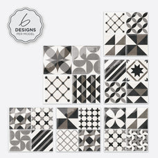 Design peel and stick backsplash tile Vintage black and white Smart Tiles