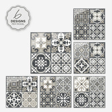 Design peel and stick backsplash tile Vintage dark blue and beige Smart Tiles