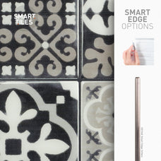 Smart Edge peel and stick backsplash tile Vintage dark blue and beige Smart Tiles
