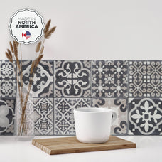 Kitchen peel and stick backsplash tile Vintage dark blue and beige Smart Tiles