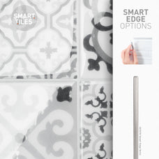 Smart Edge peel and stick backsplash tile Vintage grey and black Smart Tiles