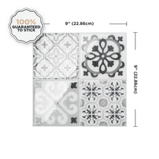 Dimensions peel and stick backsplash tile Vintage grey and black Smart Tiles