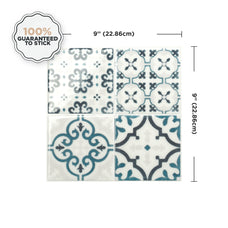 Dimensions peel and stick backsplash tile Vintage blue and cream Smart Tiles
