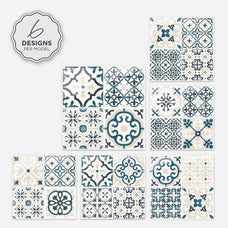 Designs peel and stick backsplash tile Vintage blue and cream Smart Tiles