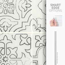 Smart Edge peel and stick backsplash tile Vintage cream and black Smart Tiles