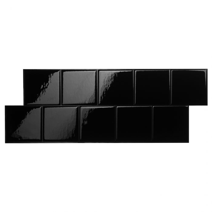 Square black peel and stick backsplash tile smart tiles for kitchen, bathroom, vr and fireplace