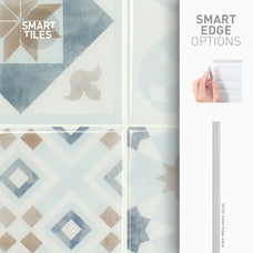 Smart Edge peel and stick backsplash tiles VINTAGE Blue, Brown, White Smart Tiles