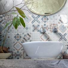 kitchen, bathroom peel and stick backsplash tiles VINTAGE Blue, Brown, White Smart Tiles