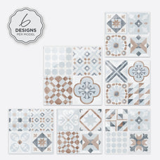 kitchen, bathroom peel and stick backsplash tiles VINTAGE Blue, Brown, White Smart Tiles