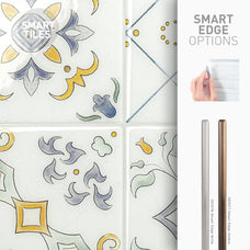 Smart Edge peel and stick backsplash tile Vintage flowers Smart Tiles