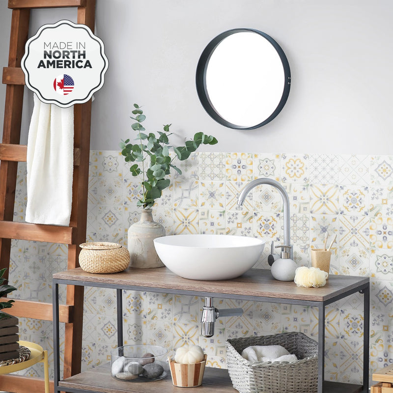 Vintage flowers peel and stick backsplash tile smart tiles for kitchen, bathroom, vr and fireplace