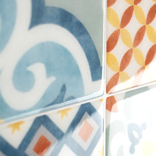 peel and stick backsplash tile Vintage yellow, blue and orange Smart Tiles