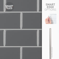 Smart Edge peel and stick backsplash tile Subway grey Smart