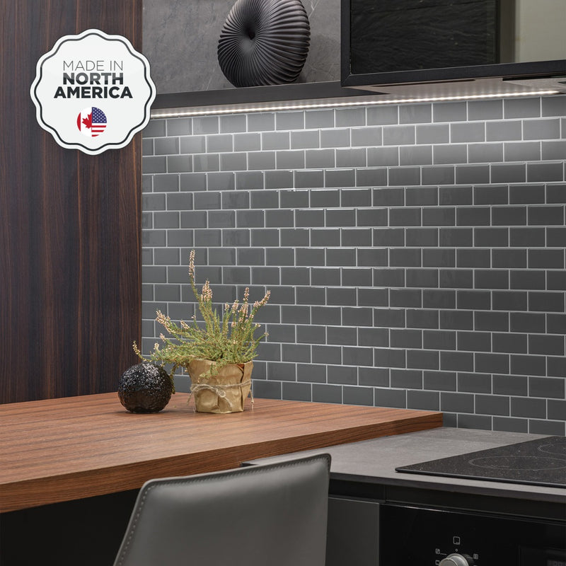 Subway grey peel and stick backsplash tile smart tiles for kitchen, bathroom, vr and fireplace