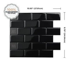 Dimensions peel and stick backsplash tile Subway black Smart