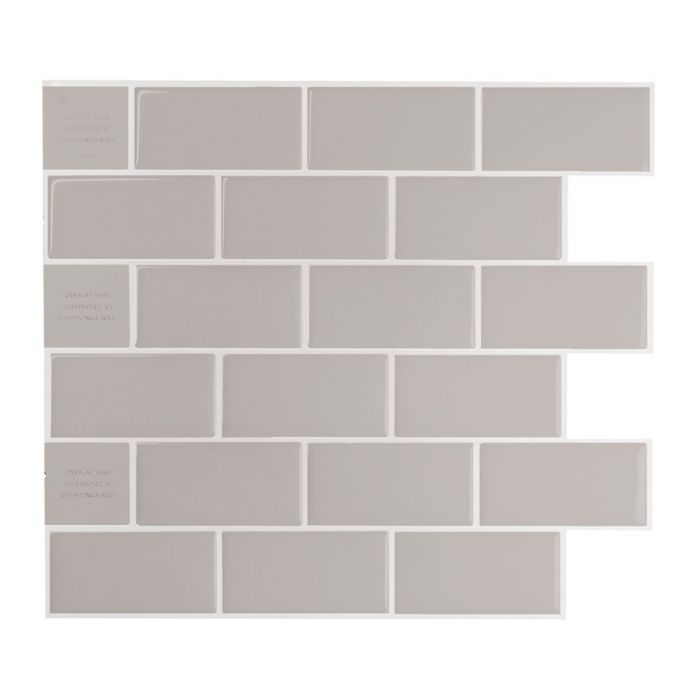 Subway light grey peel and stick backsplash tile smart tiles for kitchen, bathroom, vr and fireplace