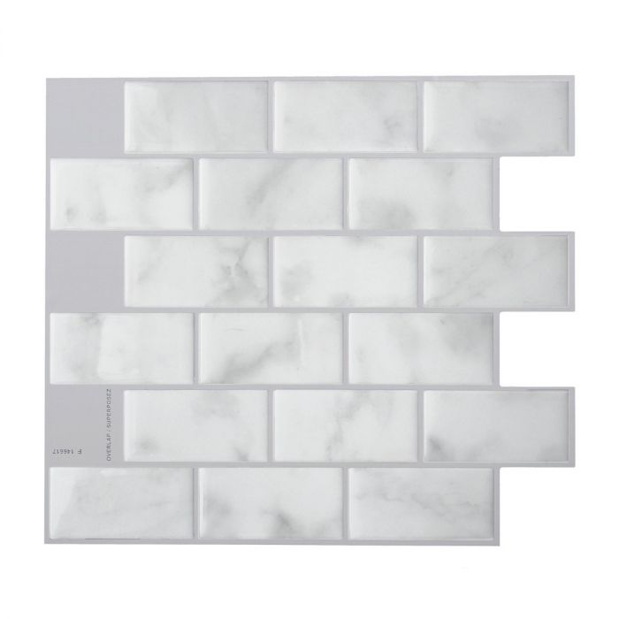Subway marble peel and stick backsplash tile smart tiles for kitchen, bathroom, vr and fireplace