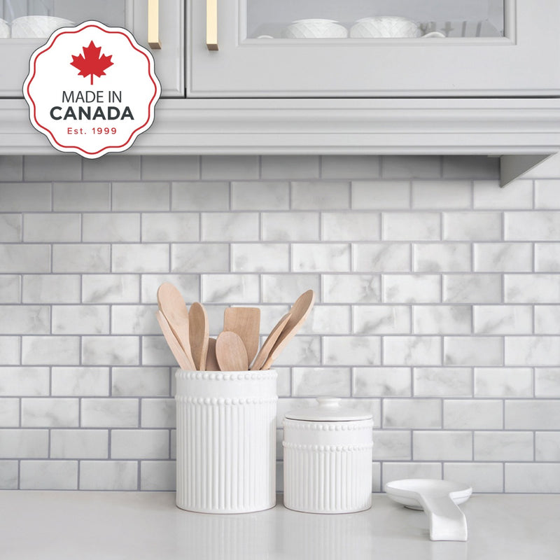 Subway marble peel and stick backsplash tile smart tiles for kitchen, bathroom, vr and fireplace