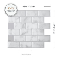 Dimensions peel and stick backsplash tile Subway marble Smart
