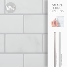 Smart Edge peel and stick backsplash tile Subway marble Smart