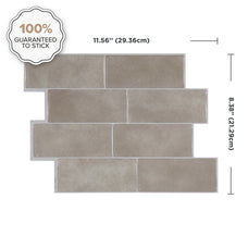 Dimensions peel and stick backsplash tiles METRO Beige Smart Tiles