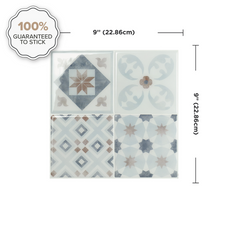 Dimensions peel and stick backsplash tiles VINTAGE Blue, Brown, White Smart Tiles