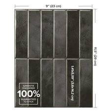 dimensions peel and stick backsplash tiles MOROCCO Black Smart Tiles