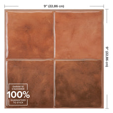 Dimensions peel and stick backsplash tile Zellige terracotta Smart Tiles