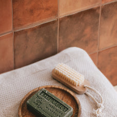 Bathroom peel and stick backsplash tile Zellige terracotta Smart Tiles
