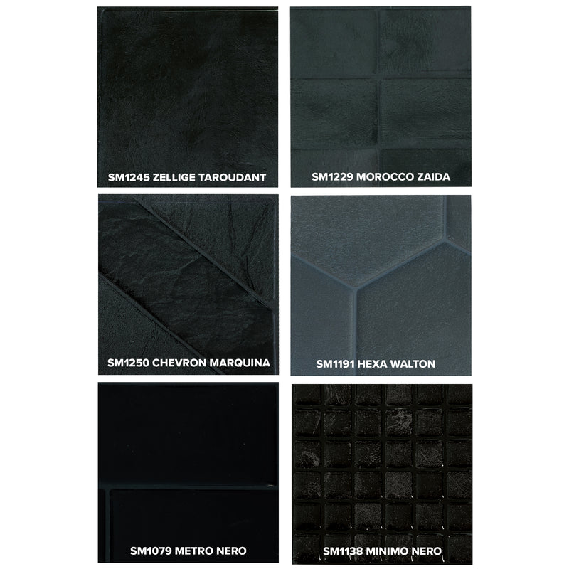 peel and stick backsplash tile sample kit black smart tiles for kitchen, bathroom, vr and fireplace