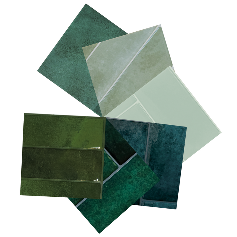 peel and stick backsplash tile sample kit green smart tiles for kitchen, bathroom, vr and fireplace