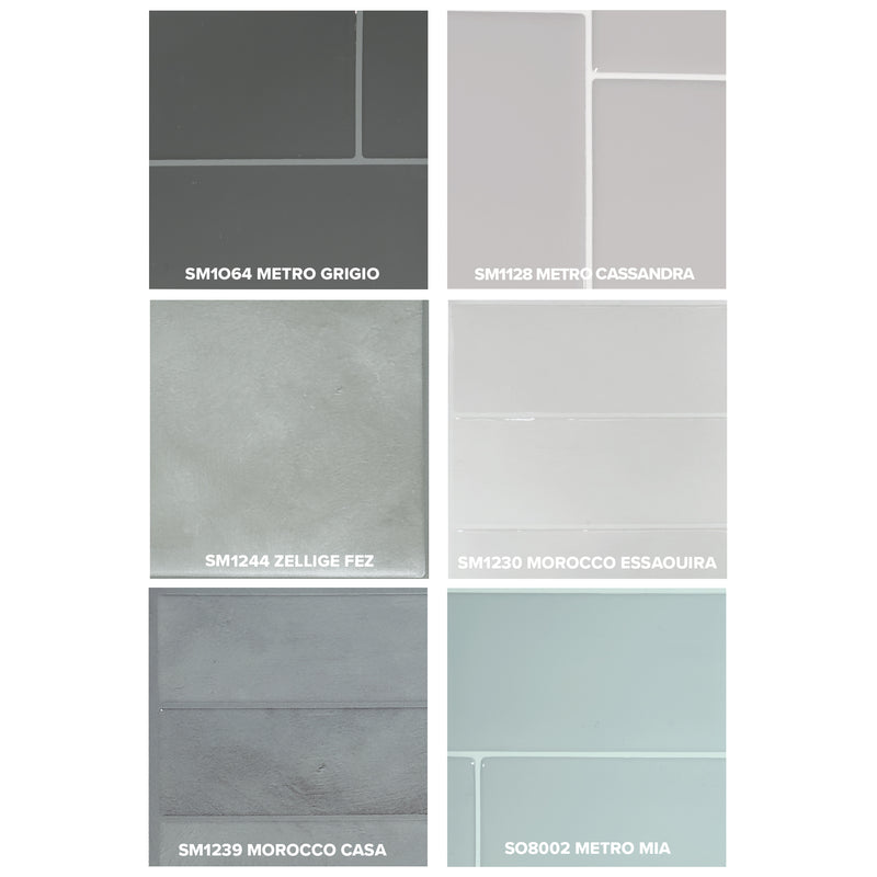 peel and stick backsplash tile sample kit grey smart tiles for kitchen, bathroom, vr and fireplace