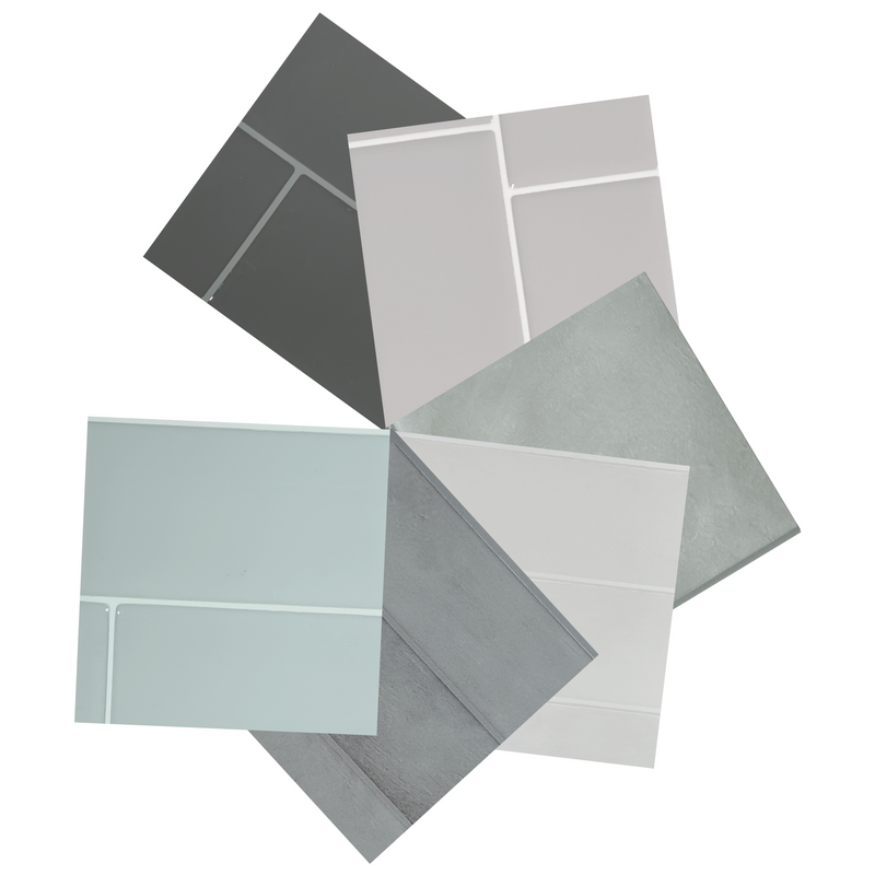peel and stick backsplash tile sample kit grey smart tiles for kitchen, bathroom, vr and fireplace