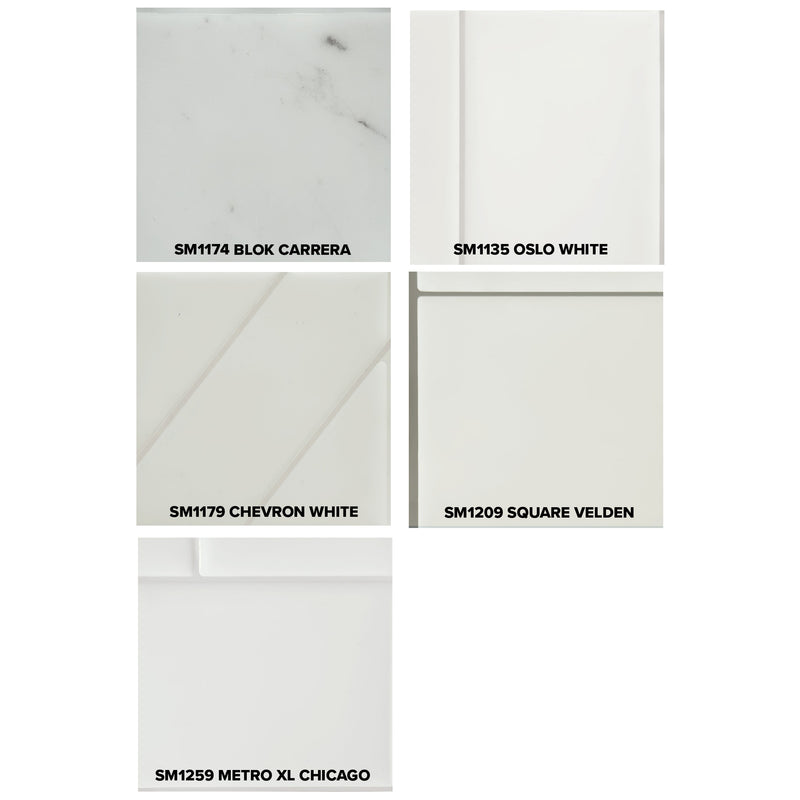 peel and stick backsplash tile sample kit white smart tiles for kitchen, bathroom, vr and fireplace