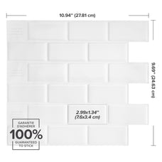 Dimensions peel and stick backsplash tile Subway White Smart