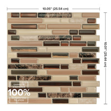 dimensions peel and stick backsplash tiles BELLAGIO Beige, Bronze, Brown Smart Tiles