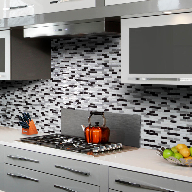 MURETTO Black, Grey, White peel and stick backsplash tile smart tiles for kitchen, bathroom, vr and fireplace