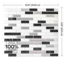 Dimensions peel and stick backsplash tiles MURETTO Black, Grey, White Smart Tiles