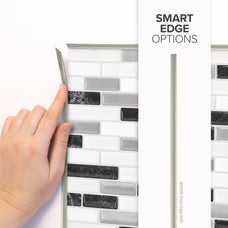Smart Edge peel and stick backsplash tiles MURETTO Black, Grey, White Smart Tiles