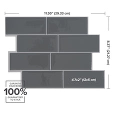 Dimensions peel and stick backsplash tiles METRO Grey Smart Tiles