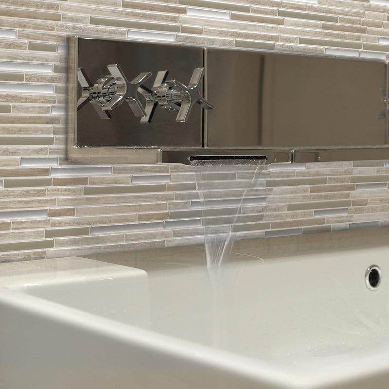 CAPRI Beige peel and stick backsplash tile smart tiles for kitchen, bathroom, vr and fireplace