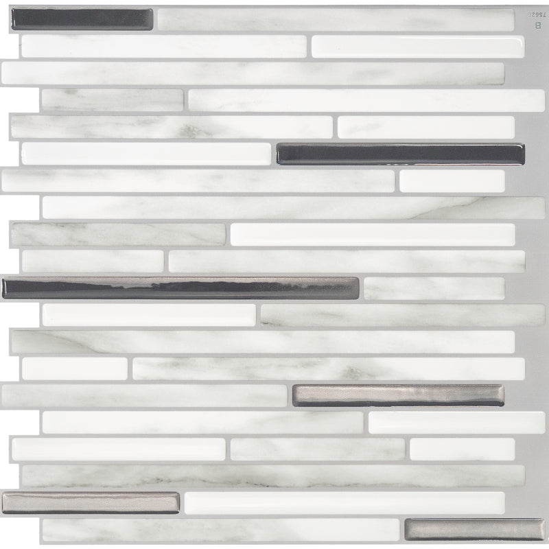 CAPRI Grey, White peel and stick backsplash tile smart tiles for kitchen, bathroom, vr and fireplace