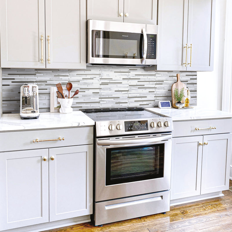 CAPRI Grey, White peel and stick backsplash tile smart tiles for kitchen, bathroom, vr and fireplace
