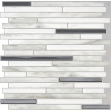 CAPRI Grey, White peel and stick backsplash tile smart tiles for kitchen, bathroom, vr and fireplace