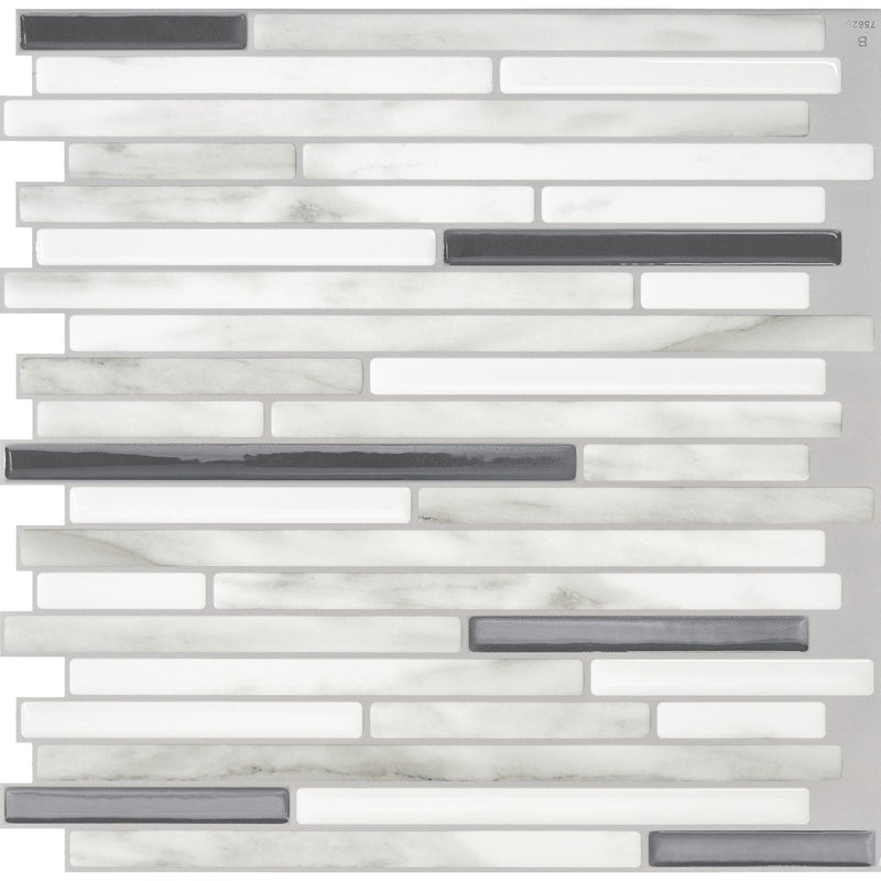 CAPRI Grey, White peel and stick backsplash tile smart tiles for kitchen, bathroom, vr and fireplace