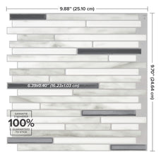dimensions peel and stick backsplash tiles CAPRI Grey, White Smart Tiles