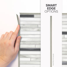 smart edge peel and stick backsplash tiles CAPRI Grey, White Smart Tiles
