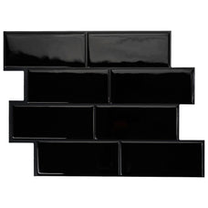 METRO Black peel and stick backsplash tile smart tiles for kitchen, bathroom, vr and fireplace