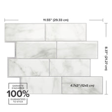 Dimensions peel and stick backsplash tiles METRO Grey, White Smart Tiles